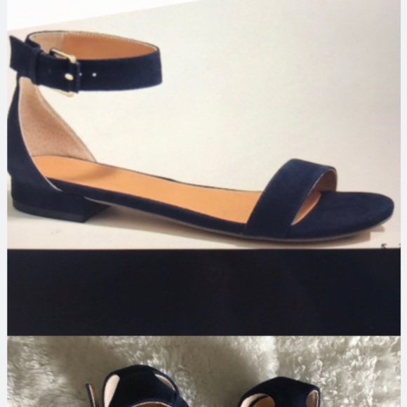 J crew size 8 navy suede ankle strap sandals NWT and box